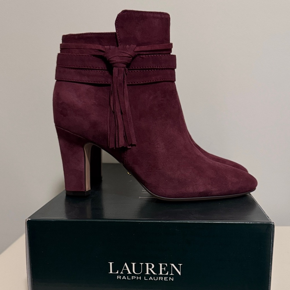 Lauren Ralph Lauren Women's Burgundy Suede Ankle Booties